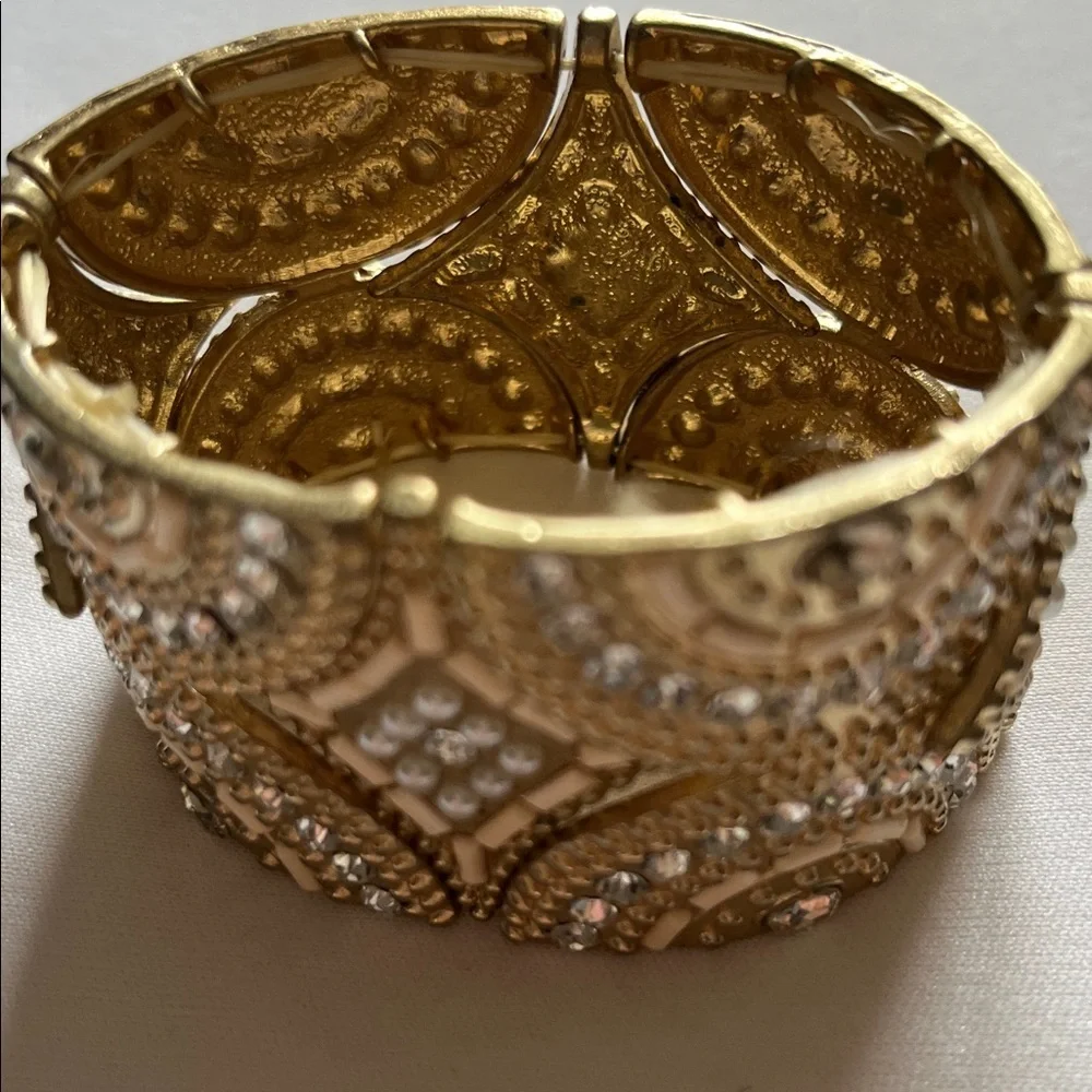 Loft Moroccan - inspired golden bracelet with rhinestones and pearls. Cuff